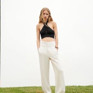 Zara Black Halter Neck Ribbed Crop Top